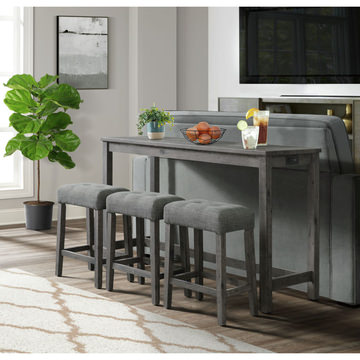 Rodman Sofa Bar Table With 3 Stools - Charcoal