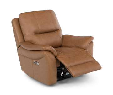 Lily Leather Power Recliner - Saddle