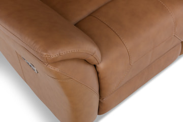 Lily Leather Power Recliner - Saddle