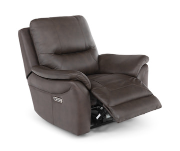 Lily Leather Power Recliner - Brown