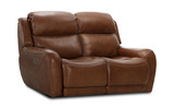 Saddle Leather Power Reclining Loveseat thumbnail 2
