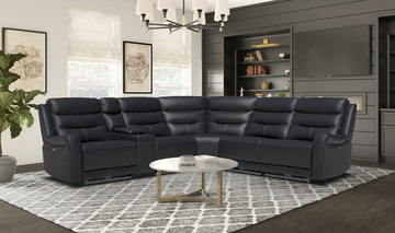 Steven 6 Piece Leather Power Reclining Modular Sectional