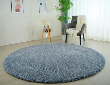 Lisbon Caribbean Blue Shag Area Rug - 7′0″ x 7′0″