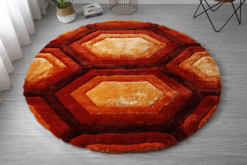 Mateos Orange Shag Area Rug - 7′0″ X 7′0″