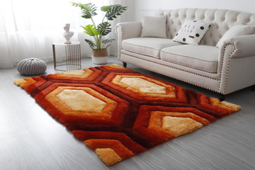 Mateos Orange Shag Area Rug - 3′6″ X 5′6″