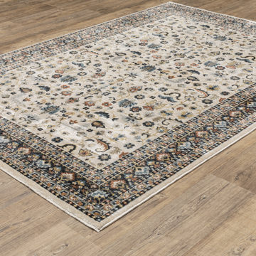 Eliana Mahal Ivory/Charcoal Area Rug - 7′10″ X 10′10″
