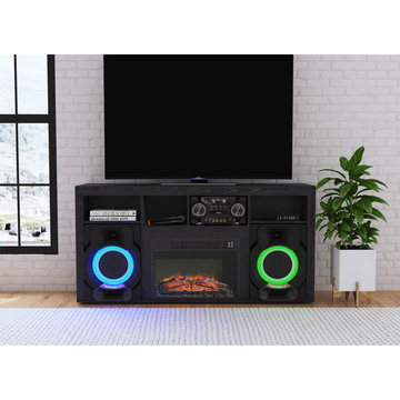 Rave TV Console With Fireplace And Sound System 