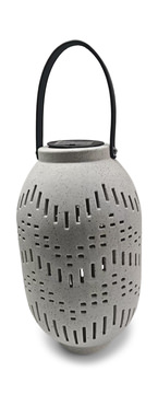 image Solar Lantern - Beige with Zig Zag Pattern