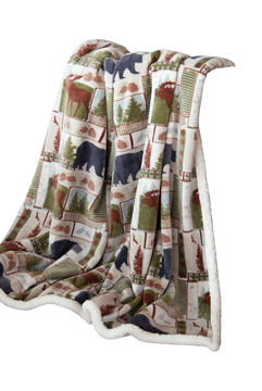 Vintage Lodge Plush Sherpa Throw
