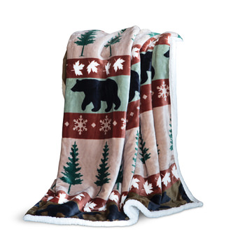 Black Bear And Pines Plush Throw 
