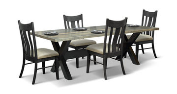 Xaviar Dining Table With 4 Fabric Seat Side Chairs