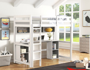 Scout Loft Bed With Desk And Ladder - Grey