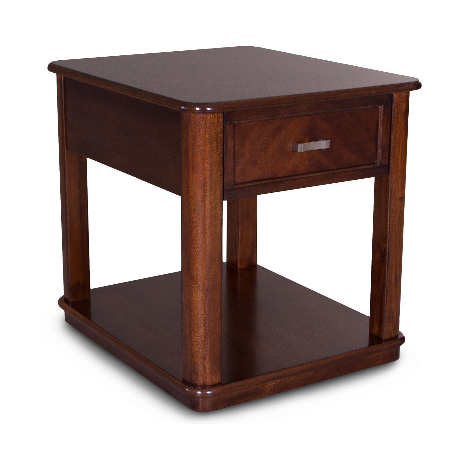 wedge chairside table with drawer