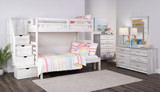 Skyler Twin/Full Bunk Bed With Stairs - White thumbnail 3