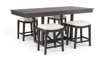 image Kateri Denali Counter Height Table With 4 Dara Saddle Seat Stools
