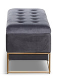 Everly Gray Velvet Storage Bench thumbnail 2