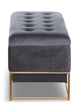 Everly Gray Velvet Storage Bench