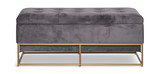 Everly Gray Velvet Storage Bench thumbnail 1