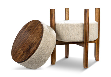 Round Woven Cream Table/Stool