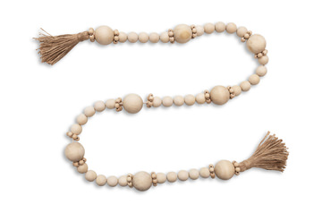 image 48″ Wood Beaded Garland With Jute Tassels