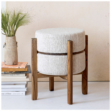 Round Woven Cream Table/Stool