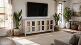 Captiva Glass Front Media Credenza - Beach Pebble thumbnail 2