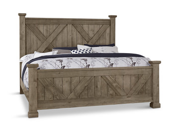 image Cool Rustic King Panel Bed - Stone Grey 