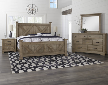 image Cool Rustic Queen Panel Bedroom Suite - Stone Grey