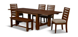 Emerson Solid Mahogany Salvage Trestle Table With 4 Chairs And Bench thumbnail 2