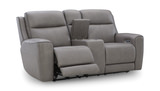 Campbell Leather Power Reclining Loveseat With Console thumbnail 2