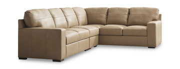 image Naveen 3 Piece Leather Sectional - Left Loveseat