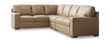 image Naveen 3 Piece Leather Sectional - Right Loveseat