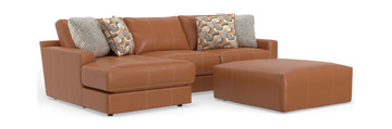 image Ken Leather Sofa With Chaise - Cognac