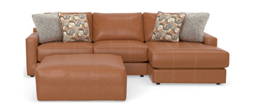 image Ken Leather Sofa With Chaise - Cognac