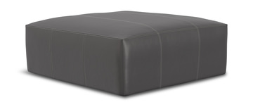 image Ken Leather Ottoman - Charcoal