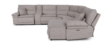 Leo 6 Piece Power Reclining Modular Sectional with Right Chaise