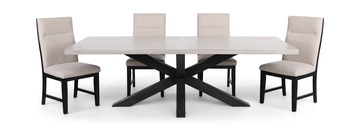 Benton Dining Table With 4 Upholstered Dining Chairs