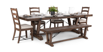 Yellowstone Dining Table With 4 Ladderback Chairs And Bench