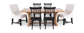 Clear Lake Trestle Table With 4 Windsor Chairs And 2 Host Chairs