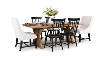 Clear Lake Trestle Table With 4 Windsor Chairs And 2 Host Chairs