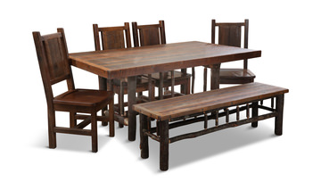 image Appalachian Lodge Table With 4 Barnwood Prairie Side Chairs And Bench