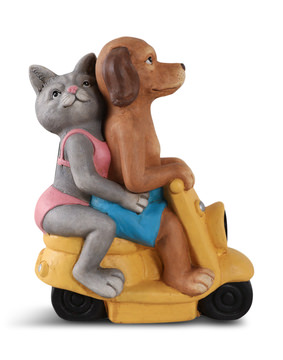 image Dog And Cat On Solar Scooter