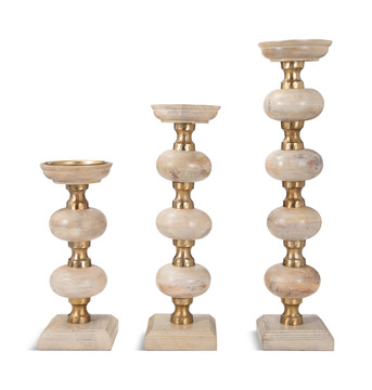 image Wood Candlesticks Set Of 3