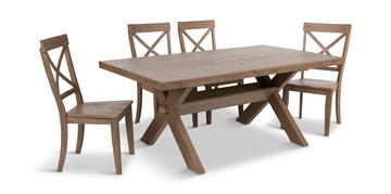 image Dakota Oak Trestle Table With 4 Chairs