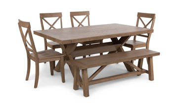 image Dakota Oak Trestle Table With 4 Side Chairs And Bench