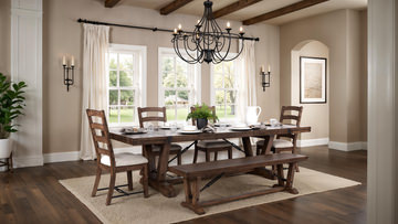 Yellowstone Dining Table With 4 Ladderback Chairs and Bench