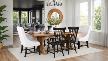 Clear Lake Trestle Table With 4 Windsor Chairs And 2 Host Chairs