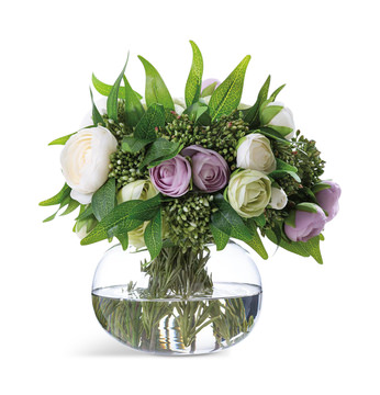 image Ranunculus/Berry/Ruscus In Glass Vase