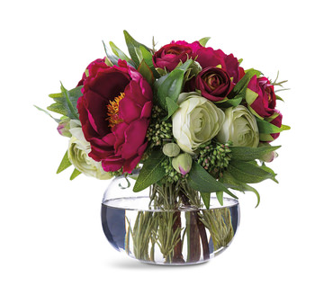 image Ranunculus/Peony/Ruscus In Glass Vase