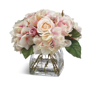 image Hydrangea/Rose In Glass Vase 